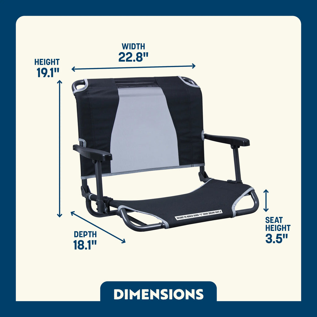 Ergonomic Back-Support Big Comfort Stadium Chair with Armrests - Choice 465 - Ergonomic Portable Stadium Seat for Sports Events Detail