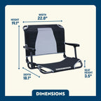 Ergonomic Back-Support Big Comfort Stadium Chair with Armrests - Choice 465 - Ergonomic Portable Stadium Seat for Sports Events Detail