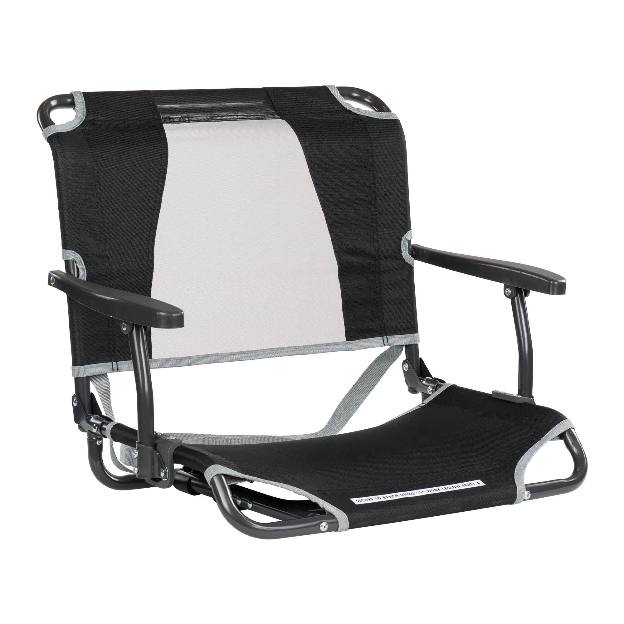 Ergonomic Back-Support Big Comfort Stadium Chair with Armrests - Choice 465 - Ergonomic Portable Stadium Seat for Sports Events - Black