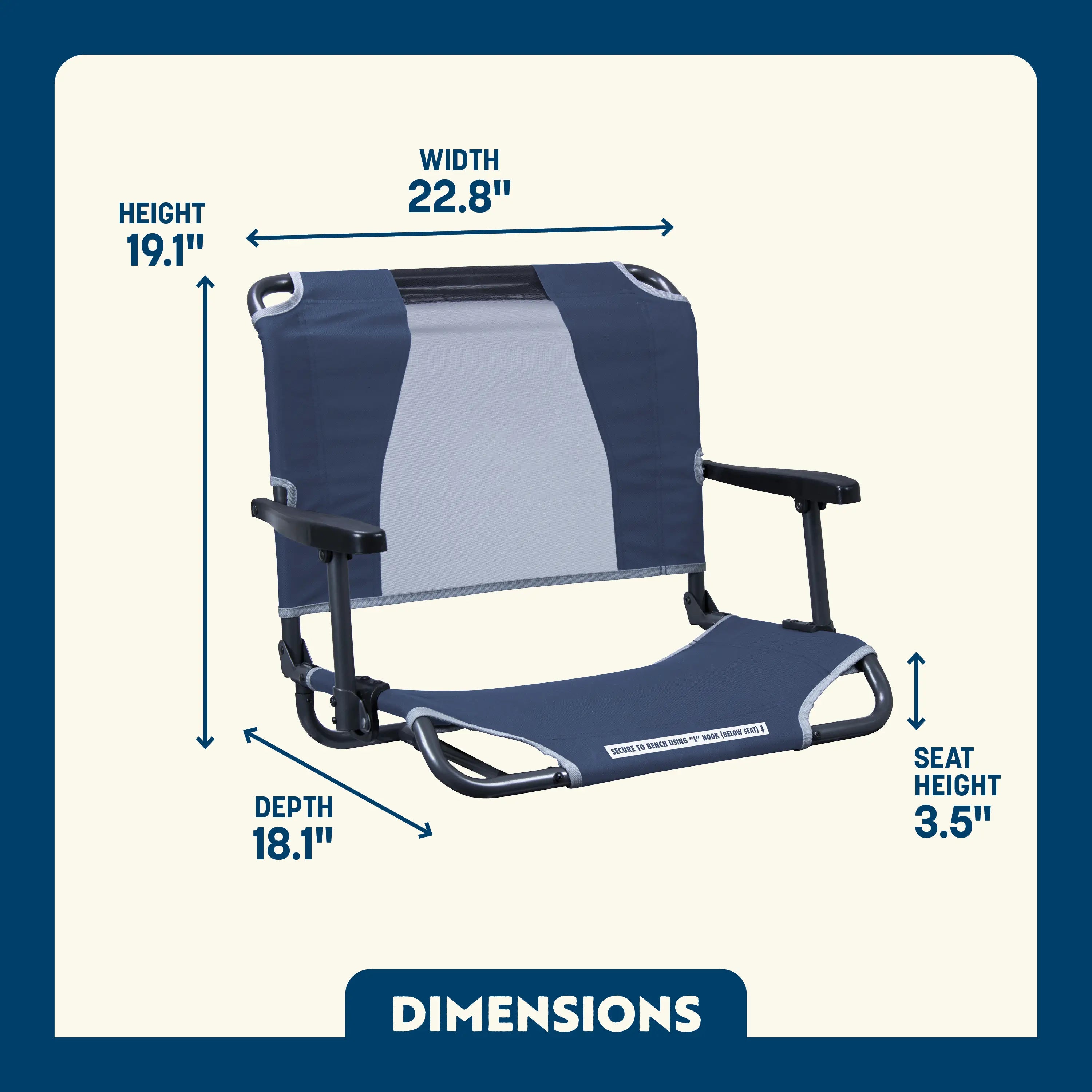 Ergonomic Back-Support Big Comfort Stadium Chair with Armrests - Choice 465 - Ergonomic Portable Stadium Seat for Sports Events Detail