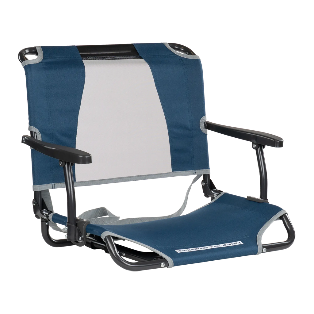 Ergonomic Back-Support Big Comfort Stadium Chair with Armrests - Choice 465 - Ergonomic Portable Stadium Seat for Sports Events - Navy