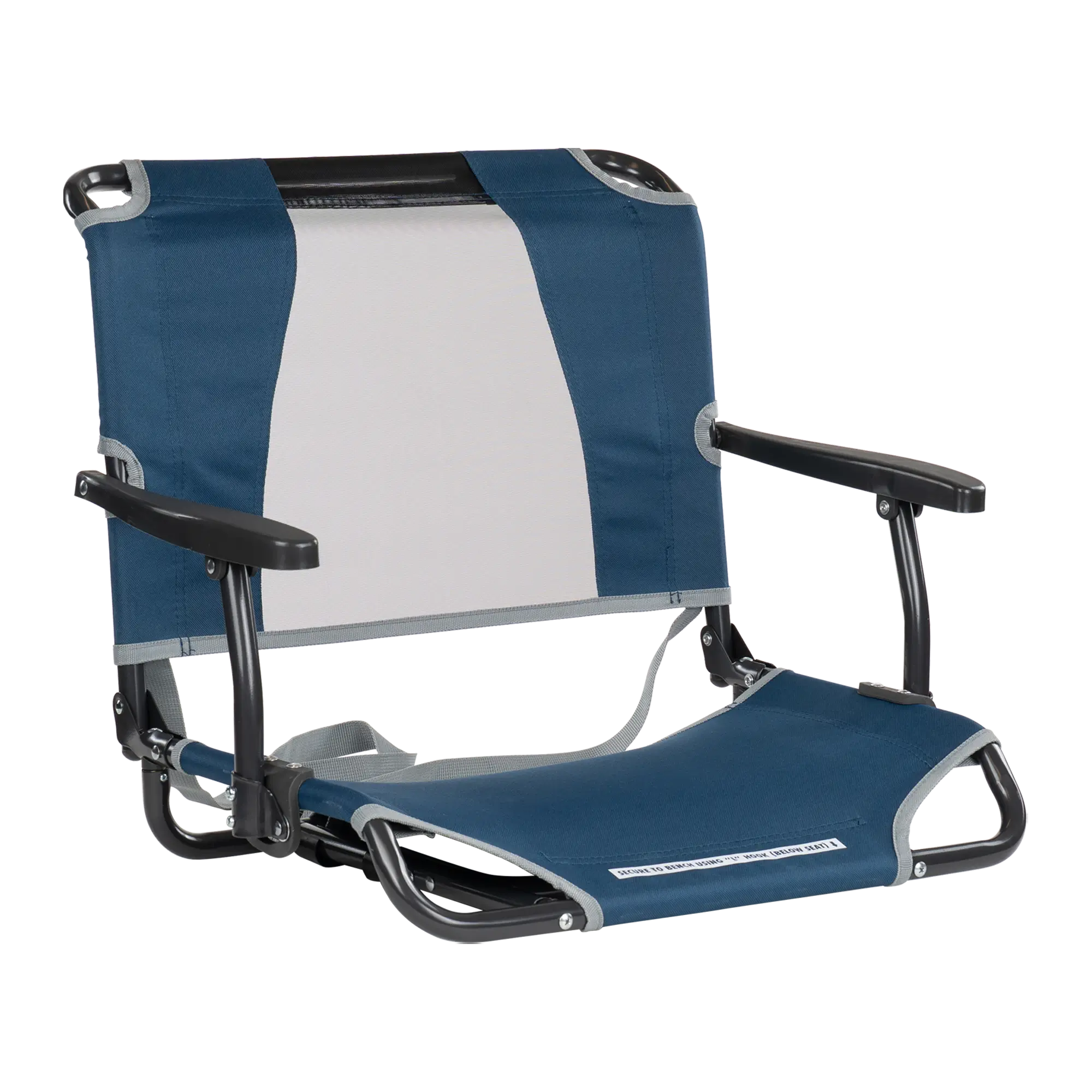 Ergonomic Back-Support Big Comfort Stadium Chair with Armrests - Choice 465 - Ergonomic Portable Stadium Seat for Sports Events - Navy