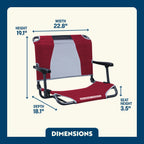 Ergonomic Back-Support Big Comfort Stadium Chair with Armrests - Choice 465 - Ergonomic Portable Stadium Seat for Sports Events Detail