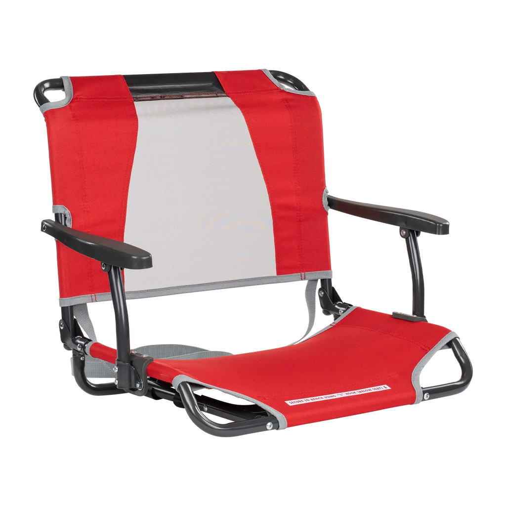 Ergonomic Back-Support Big Comfort Stadium Chair with Armrests - Choice 465 - Ergonomic Portable Stadium Seat for Sports Events - Red
