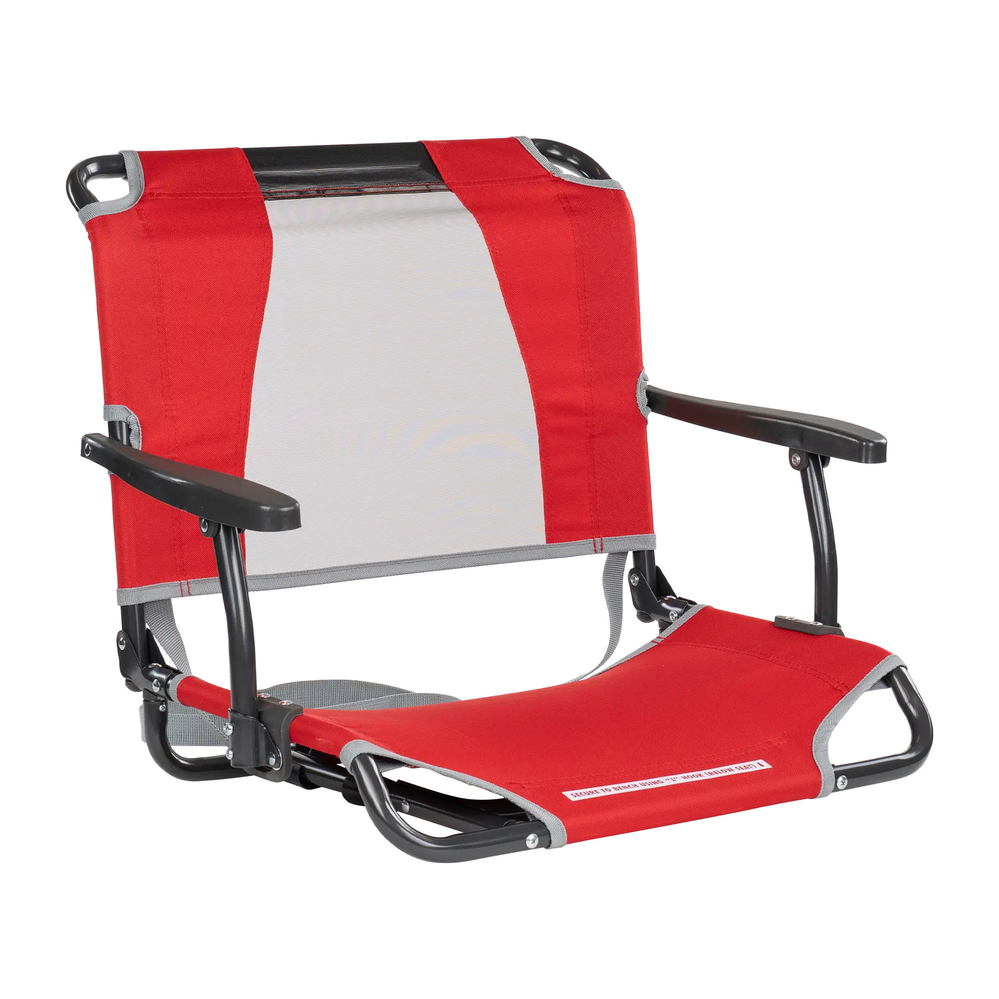 Ergonomic Back-Support Big Comfort Stadium Chair with Armrests - Choice 465 - Ergonomic Portable Stadium Seat for Sports Events - Red