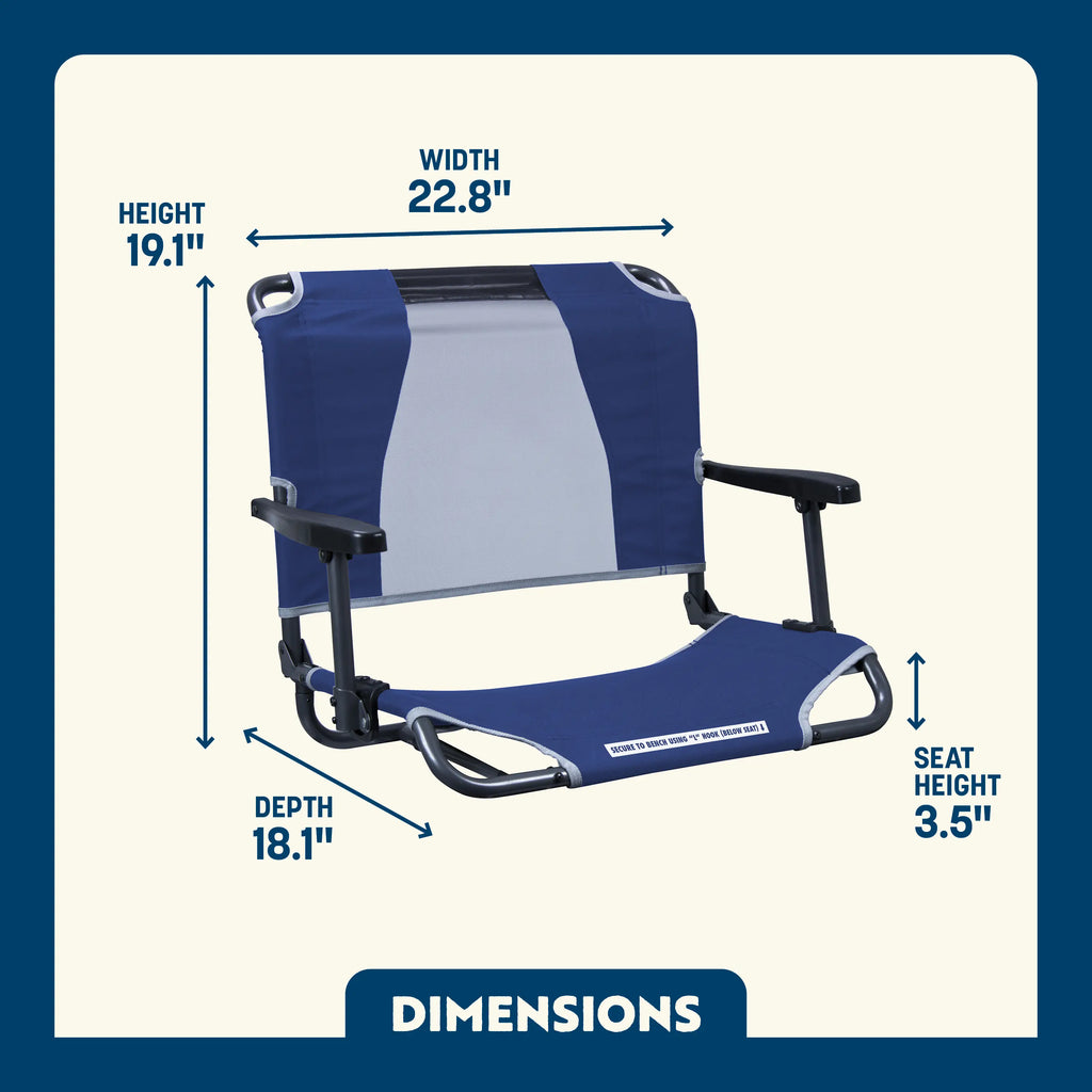 Ergonomic Back-Support Big Comfort Stadium Chair with Armrests - Choice 465 - Ergonomic Portable Stadium Seat for Sports Events Detail