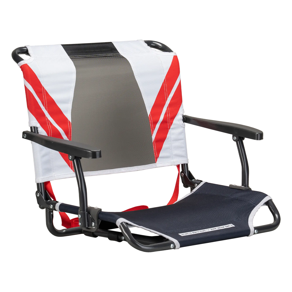Ergonomic Back-Support Big Comfort Stadium Chair with Armrests - Choice 465 - Ergonomic Portable Stadium Seat for Sports Events - Indigo/White/Red