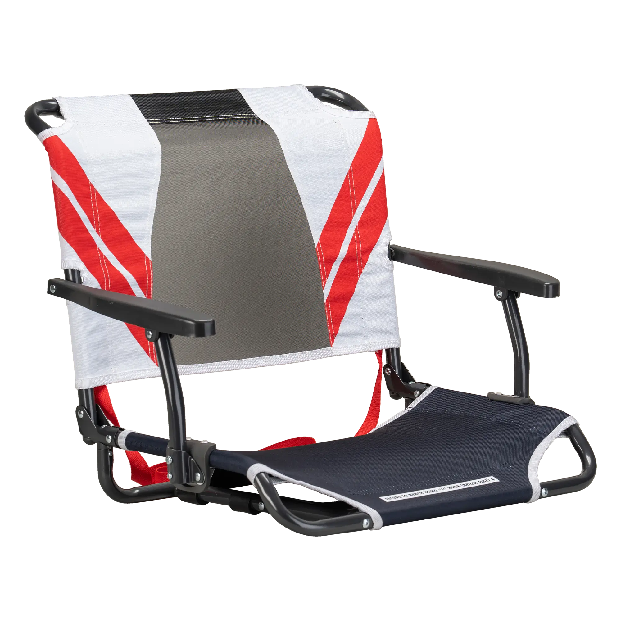 Ergonomic Back-Support Big Comfort Stadium Chair with Armrests - Choice 465 - Ergonomic Portable Stadium Seat for Sports Events - Indigo/White/Red