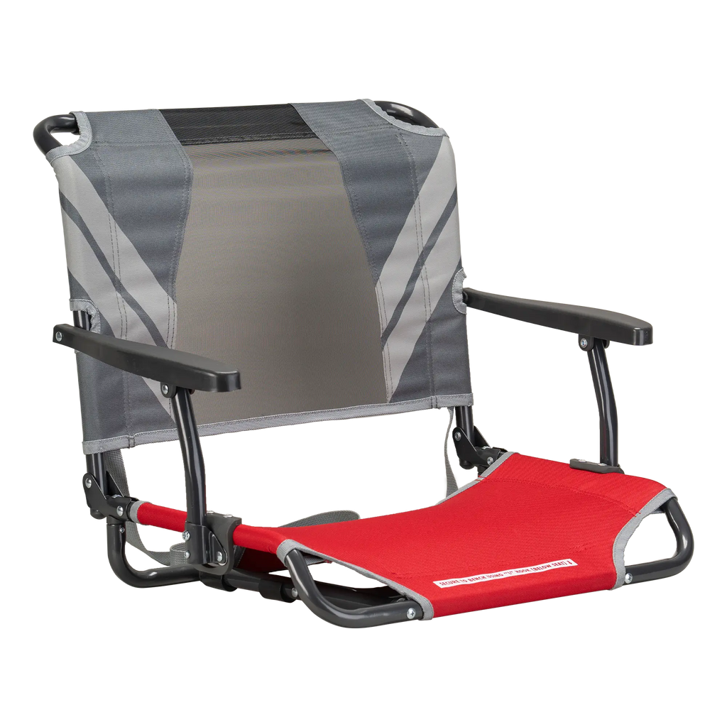 Ergonomic Back-Support Big Comfort Stadium Chair with Armrests - Choice 465 - Ergonomic Portable Stadium Seat for Sports Events - Red/Gray
