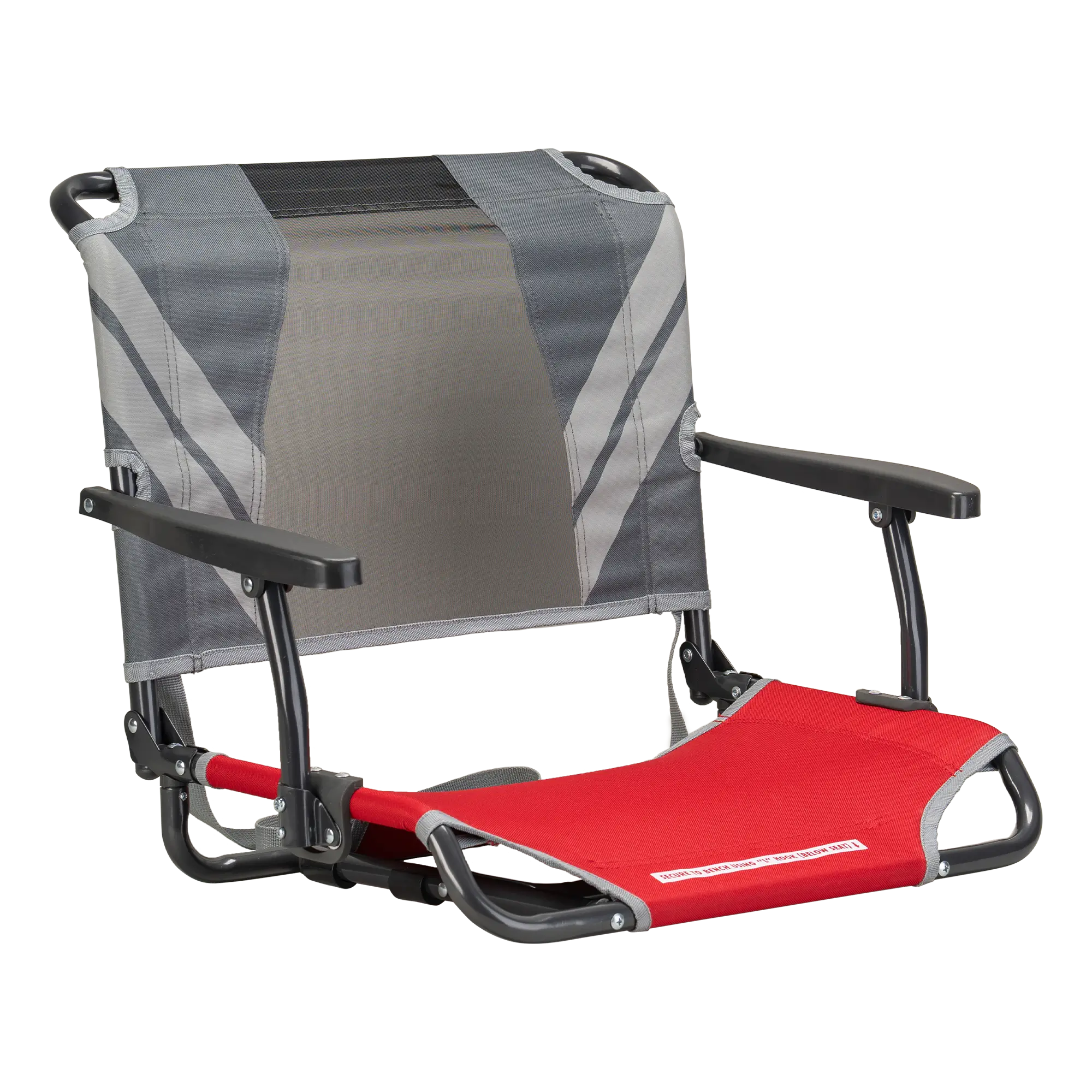 Ergonomic Back-Support Big Comfort Stadium Chair with Armrests - Choice 465 - Ergonomic Portable Stadium Seat for Sports Events - Red/Gray