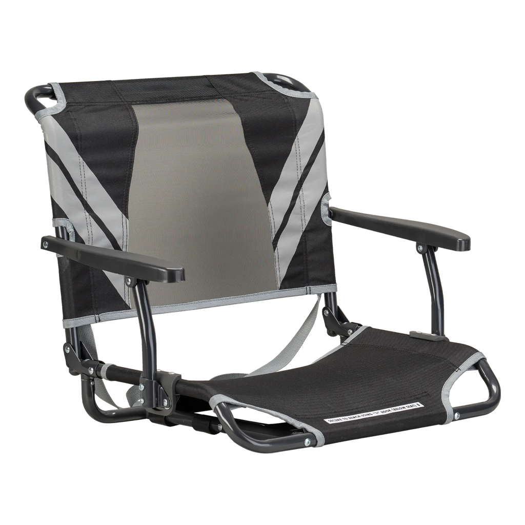 Ergonomic Back-Support Big Comfort Stadium Chair with Armrests - Choice 465 - Ergonomic Portable Stadium Seat for Sports Events - Black/Gray