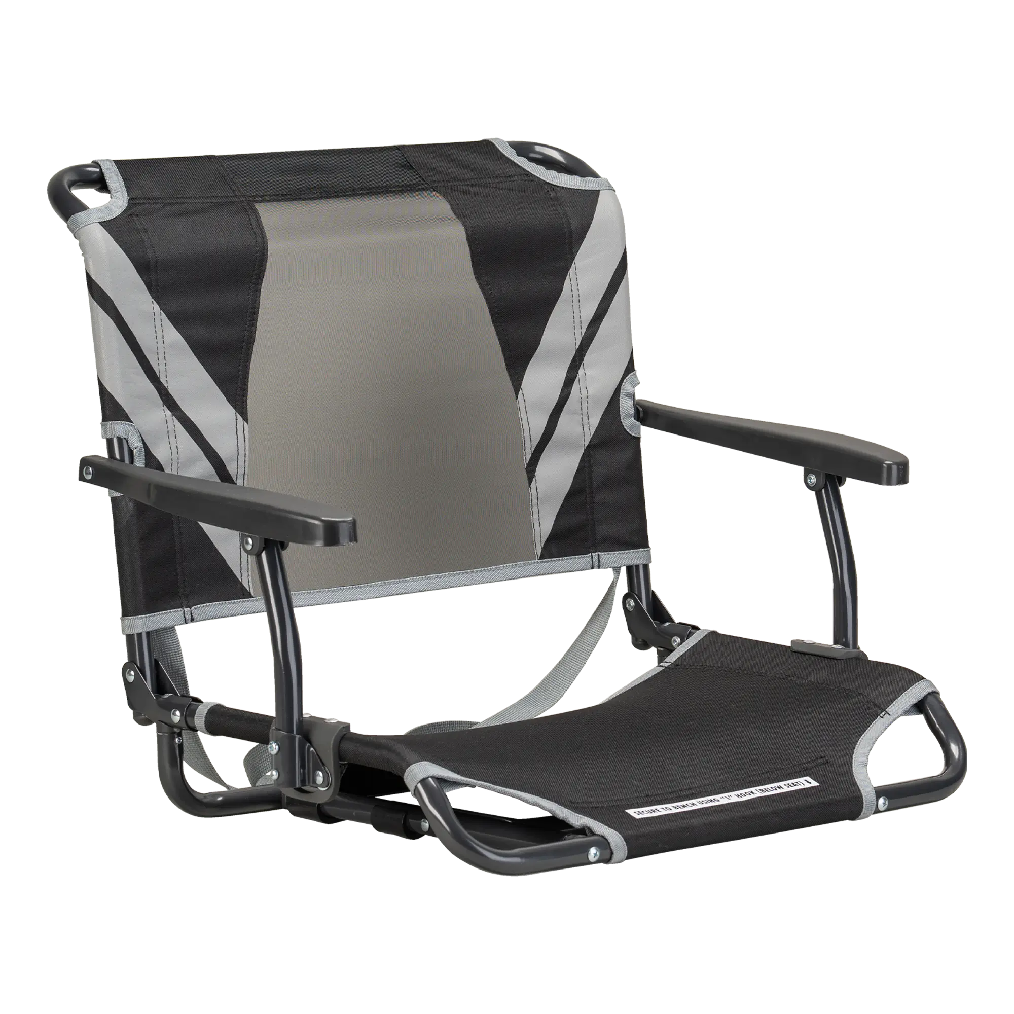 Ergonomic Back-Support Big Comfort Stadium Chair with Armrests - Choice 465 - Ergonomic Portable Stadium Seat for Sports Events - Black/Gray