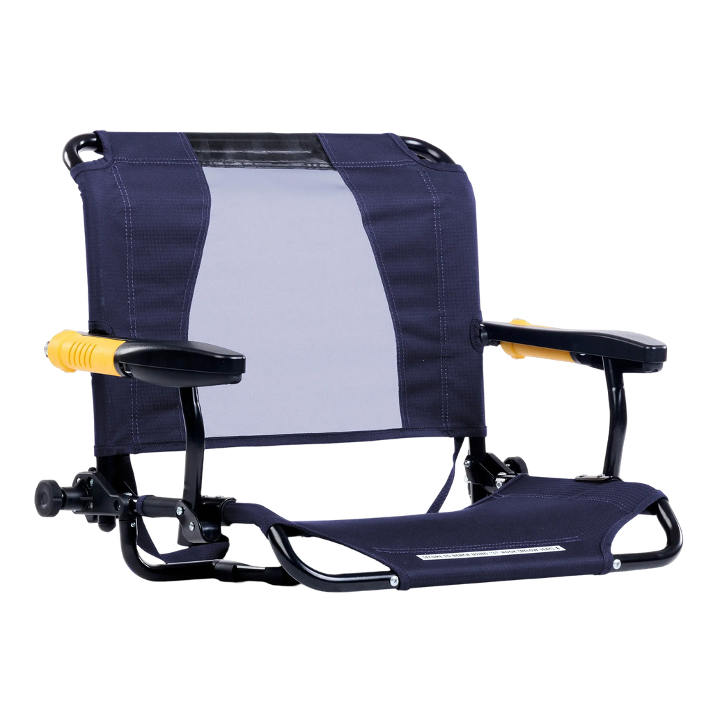Premium All-Weather Stadium Rock-Cliner - Choice 540 - Heavy-Duty Kickback Rocker with Beverage Holder - Rich Blue