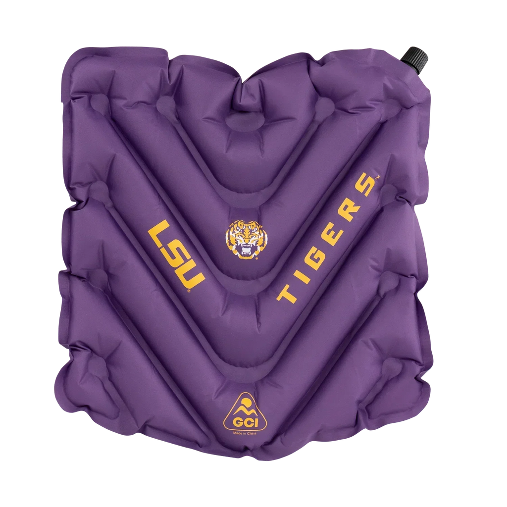 Ergonomic Back-Support College V Seat Inflatable Stadium Cushion - LSU Tigers - Choice 762 - Lightweight Folding Bleacher Chair with Cushioning - Default Title