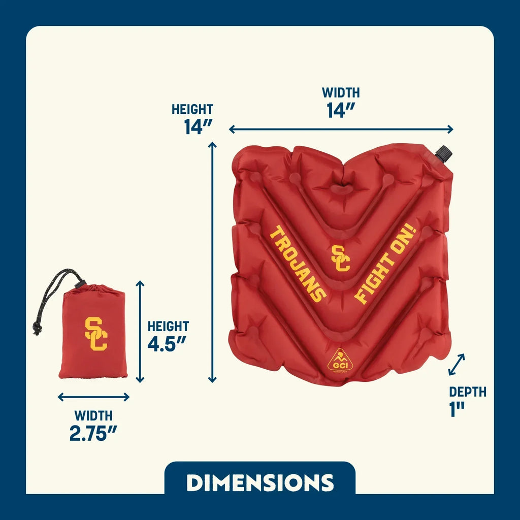Secure-Hook College V Seat Inflatable Stadium Cushion - USC Trojans - Choice 523 - Bleacher-Friendly Stadium Chair with Back Support Detail