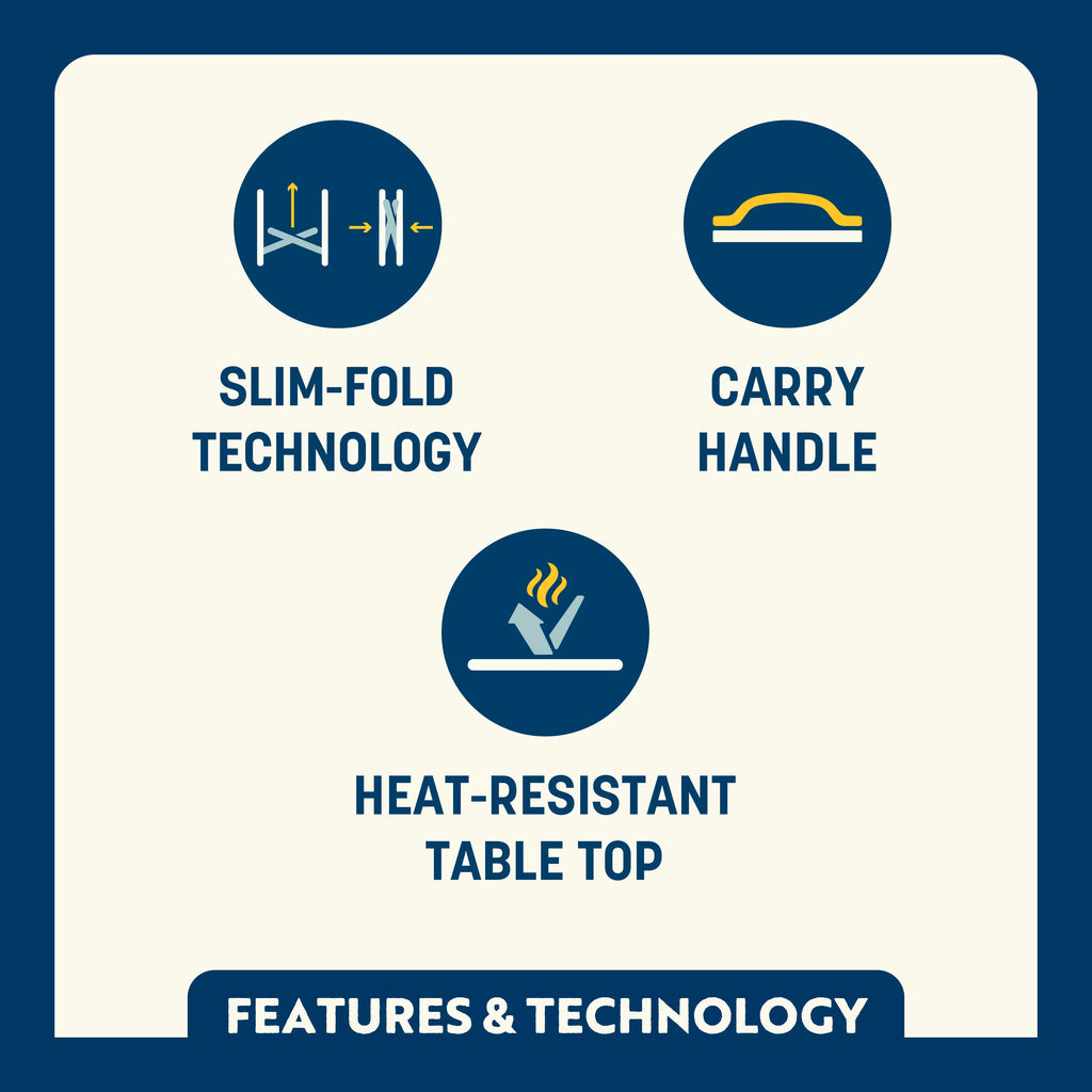 Heavy-Duty Grilling Slim-Fold Table XL - Choice 651 - Slim-Fold Outdoor Cook Station with Storage Shelves Detail