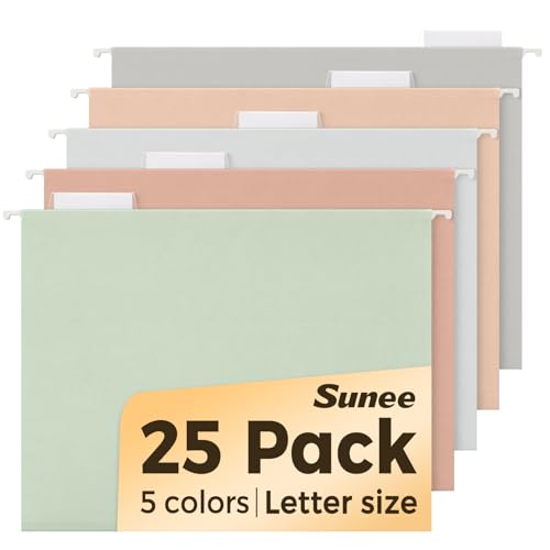 exclusive SUNEE 25 Count Hanging File Folders, Pastel Set