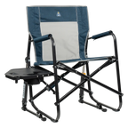 Smooth Motion Freestyle Rocker with Side Table - Choice 853 - Patented Spring-Action Rocking Chair for Camping - Heathered Indigo