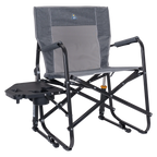 Smooth Motion Freestyle Rocker with Side Table - Choice 853 - Patented Spring-Action Rocking Chair for Camping - Heathered Pewter