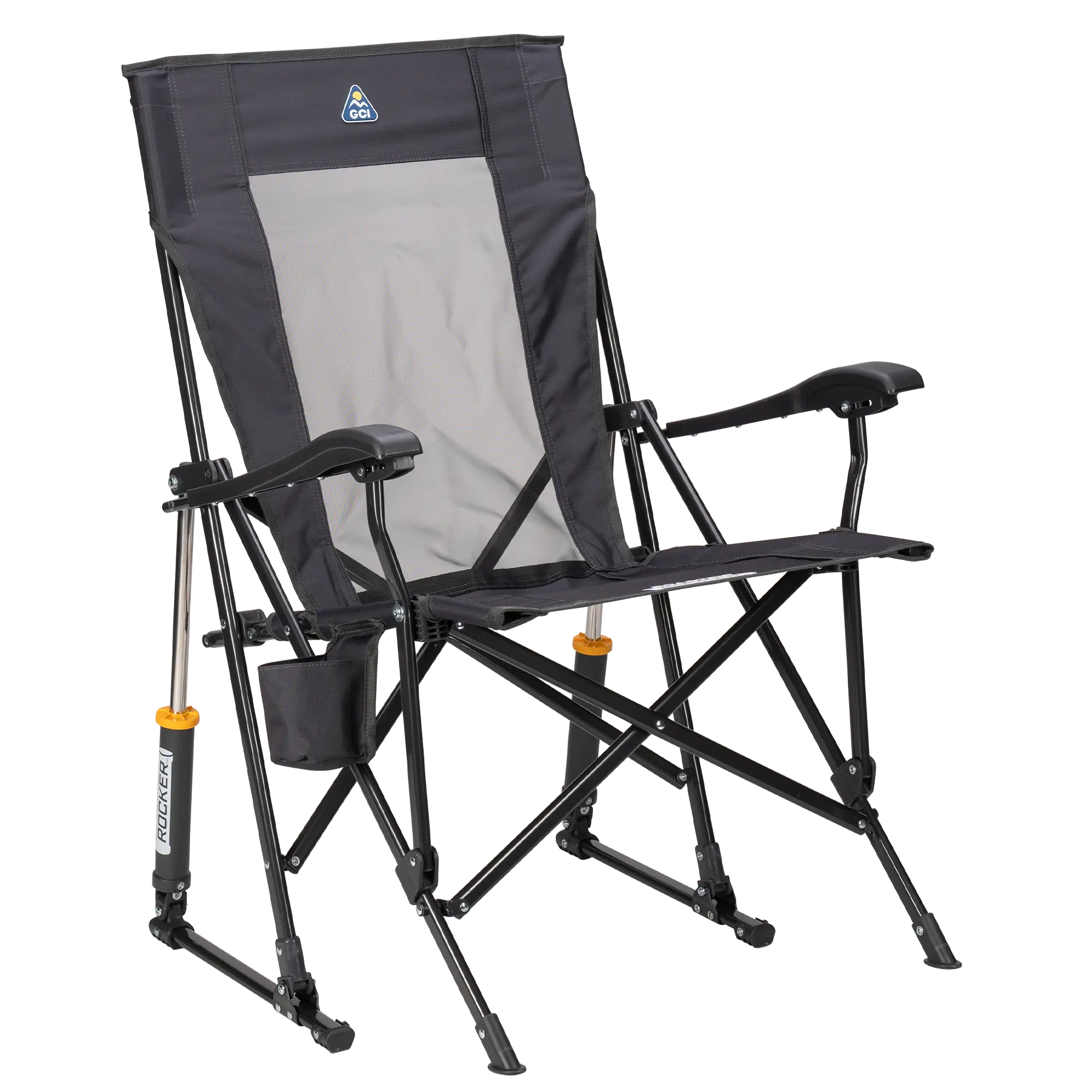 Luxury Camp RoadTrip Rocker - Choice 855 - Patented Spring-Action Rocking Chair for Camping - Dark Charcoal
