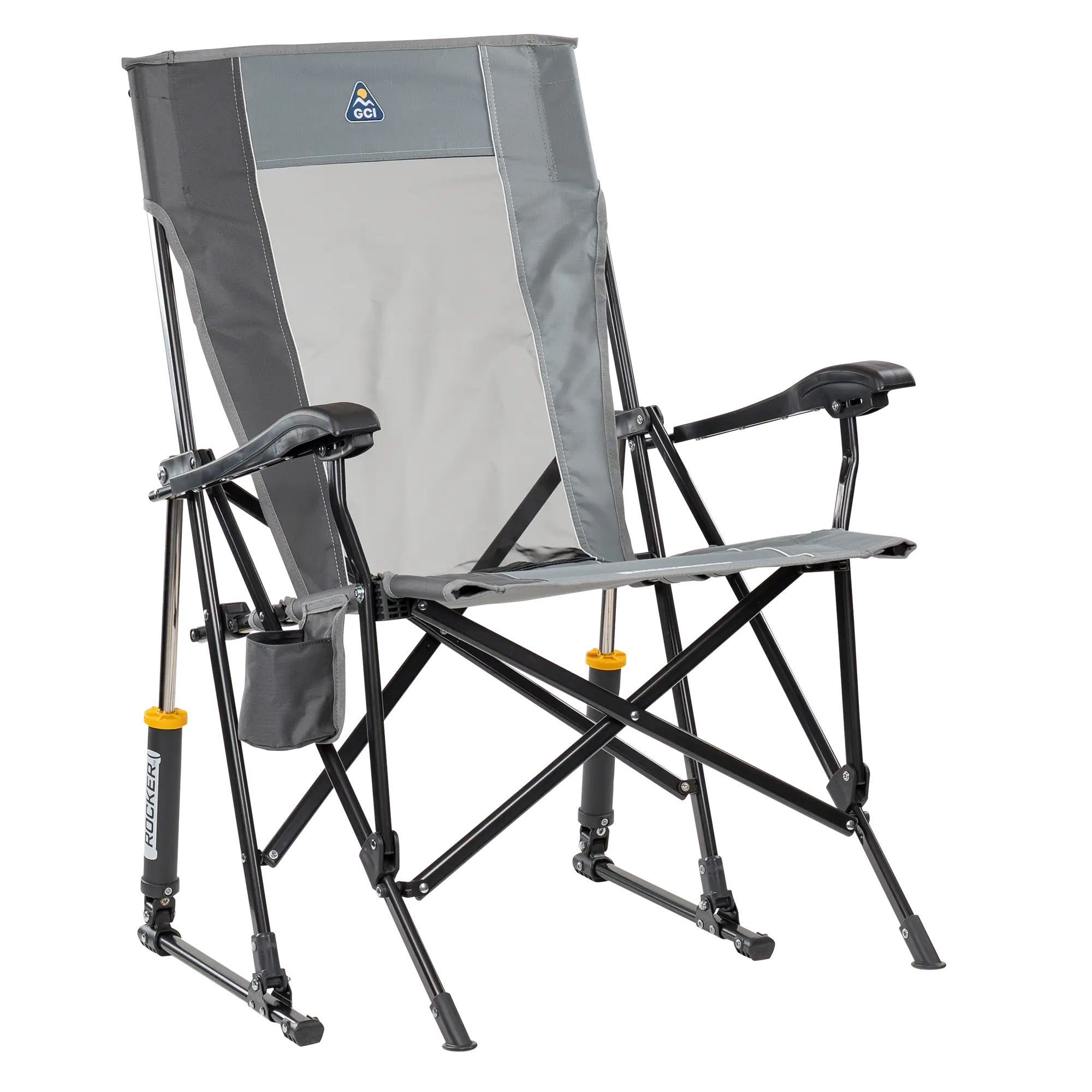 Luxury Camp RoadTrip Rocker - Choice 855 - Patented Spring-Action Rocking Chair for Camping - Mercury Gray