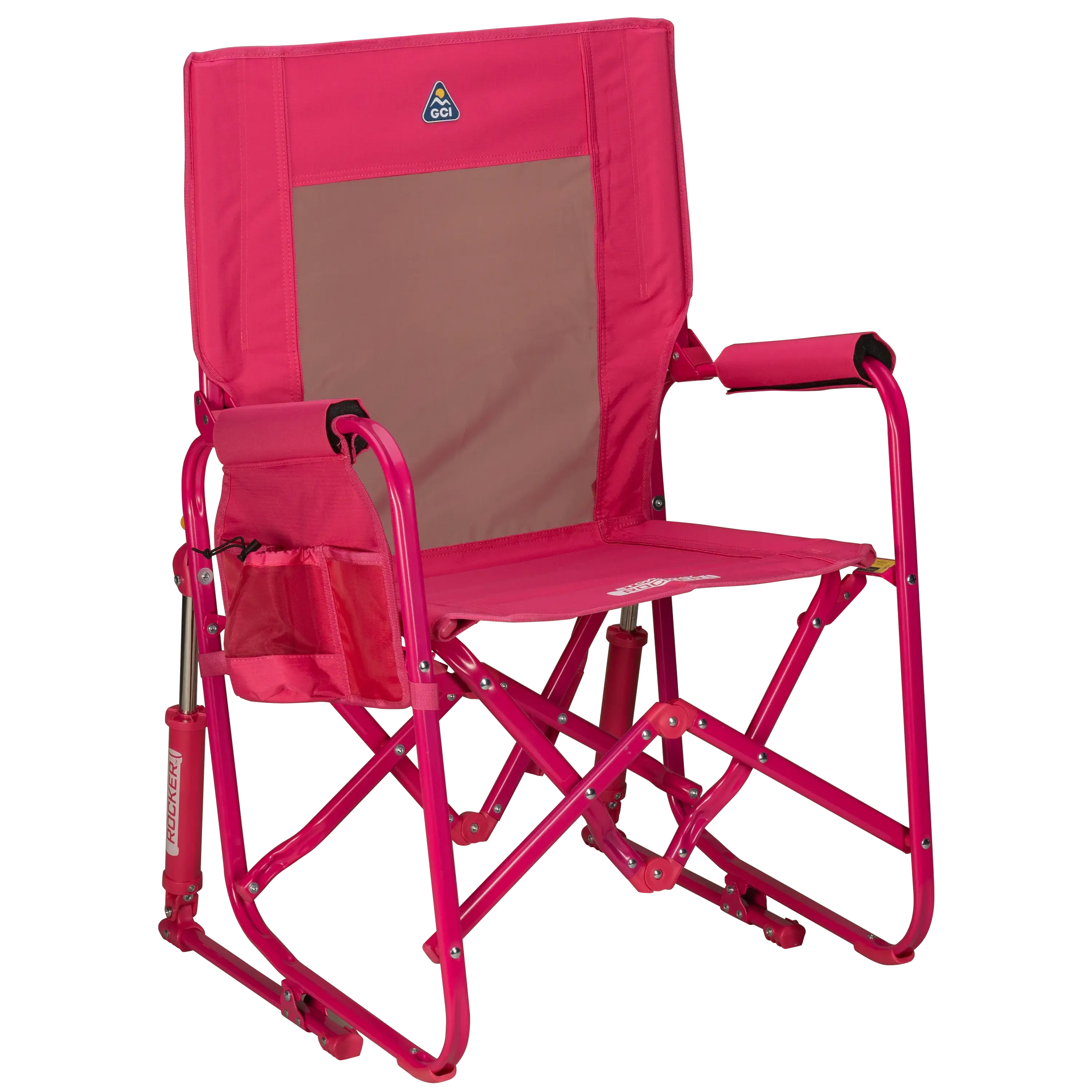 Luxury Camp Stowaway Rocker - Choice 794 - Freestyle Rocker Portable Outdoor Folding Chair - Bright Pink
