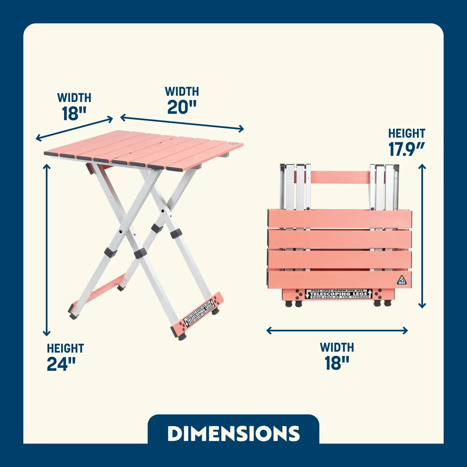 Heat-Resistant Compact Camp Table 20 - Choice 513 - Slim-Fold Outdoor Cook Station with Storage Shelves Detail