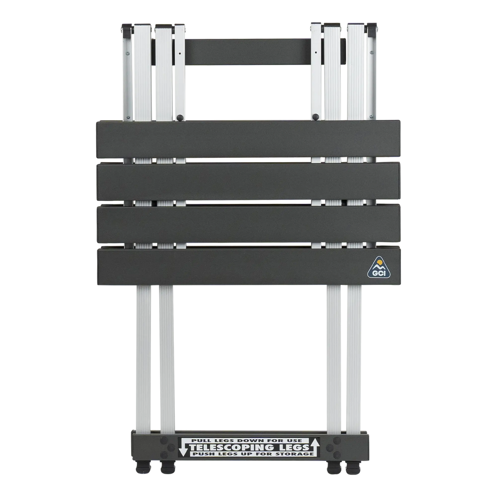 Heat-Resistant Compact Camp Table 20 - Choice 513 - Slim-Fold Outdoor Cook Station with Storage Shelves Detail