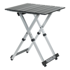 Heat-Resistant Compact Camp Table 20 - Choice 513 - Slim-Fold Outdoor Cook Station with Storage Shelves - Black Chrome