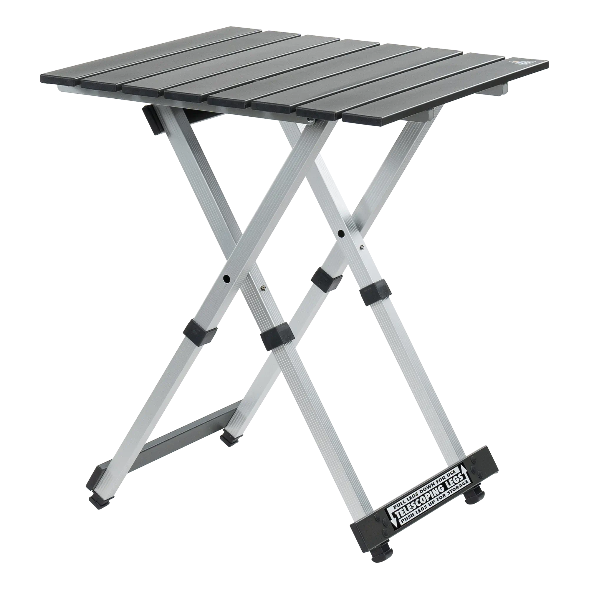 Heat-Resistant Compact Camp Table 20 - Choice 513 - Slim-Fold Outdoor Cook Station with Storage Shelves - Black Chrome