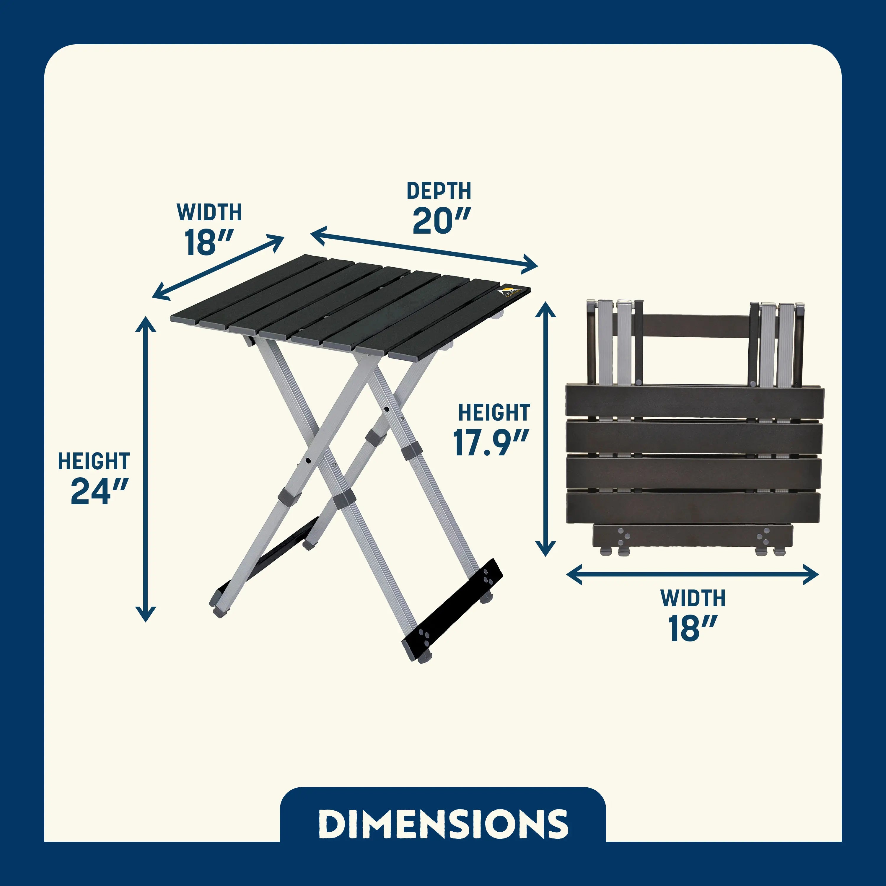 Heat-Resistant Compact Camp Table 20 - Choice 513 - Slim-Fold Outdoor Cook Station with Storage Shelves Detail