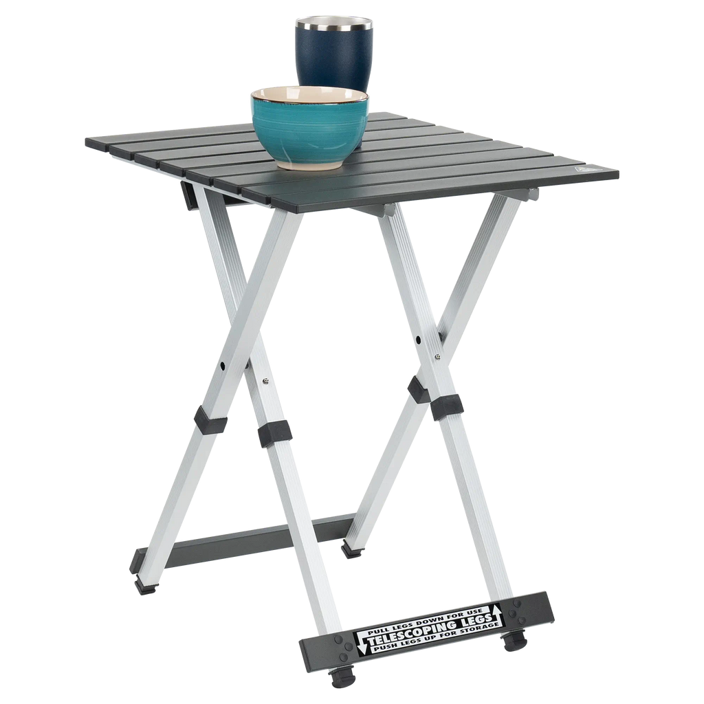 Heat-Resistant Compact Camp Table 20 - Choice 513 - Slim-Fold Outdoor Cook Station with Storage Shelves Detail