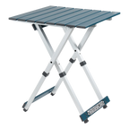 Heat-Resistant Compact Camp Table 20 - Choice 513 - Slim-Fold Outdoor Cook Station with Storage Shelves - Teal