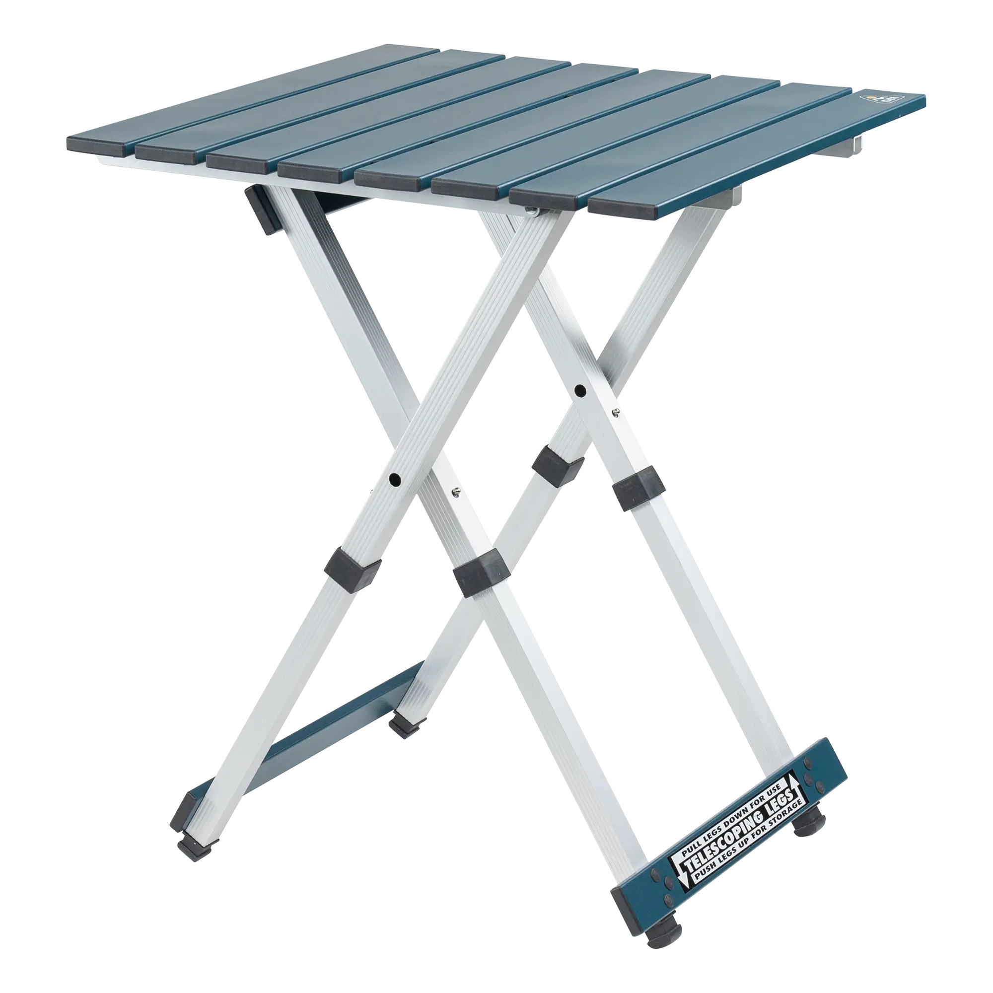 Heat-Resistant Compact Camp Table 20 - Choice 513 - Slim-Fold Outdoor Cook Station with Storage Shelves - Teal