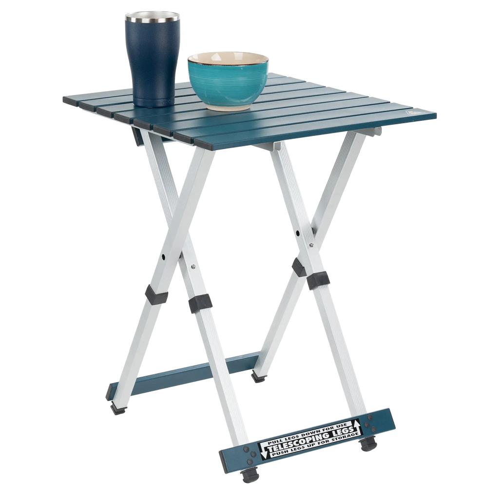 Heat-Resistant Compact Camp Table 20 - Choice 513 - Slim-Fold Outdoor Cook Station with Storage Shelves Detail