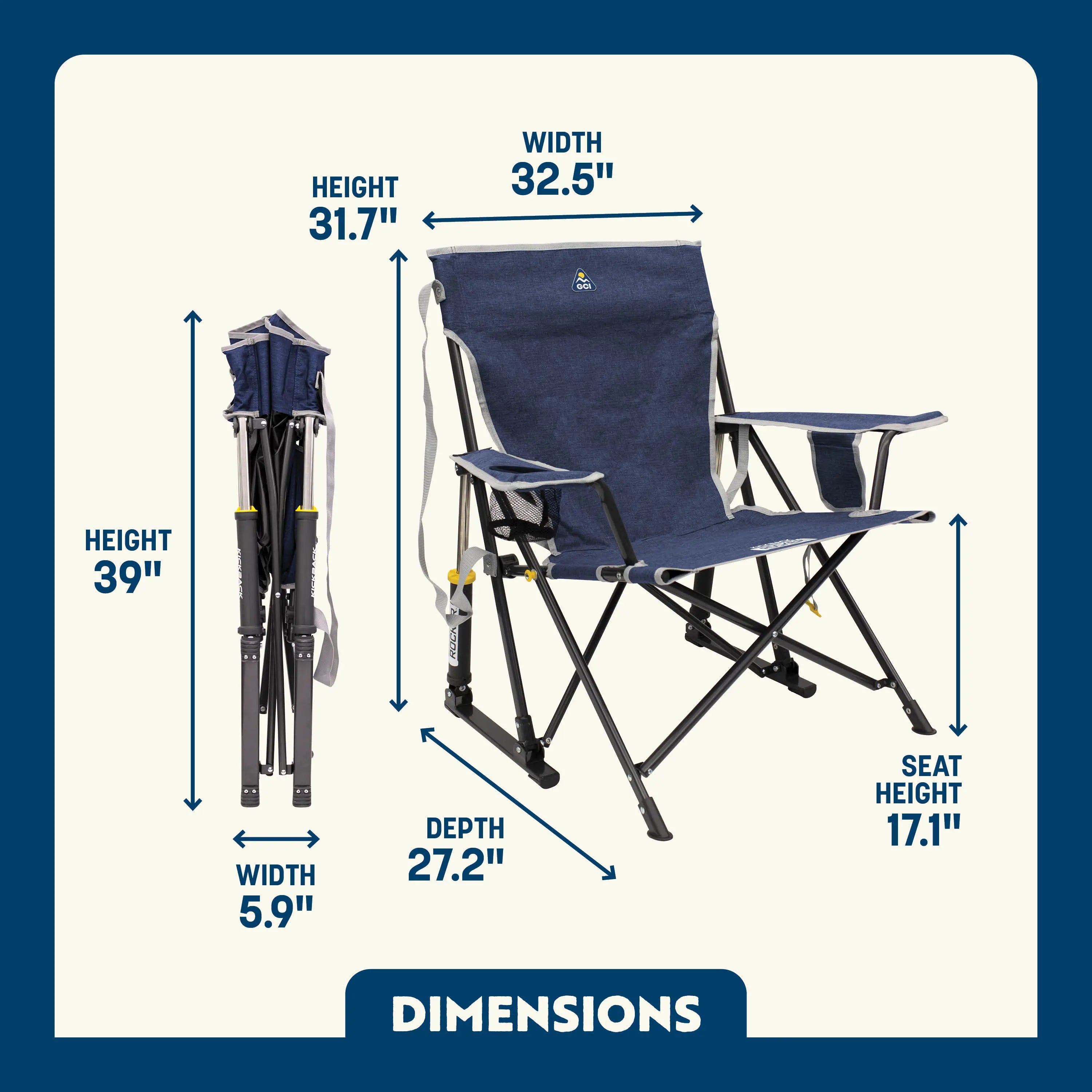 Premium All-Weather Kickback Rocker - Choice 345 - RoadTrip Rocker Smooth Motion Camp Chair Detail