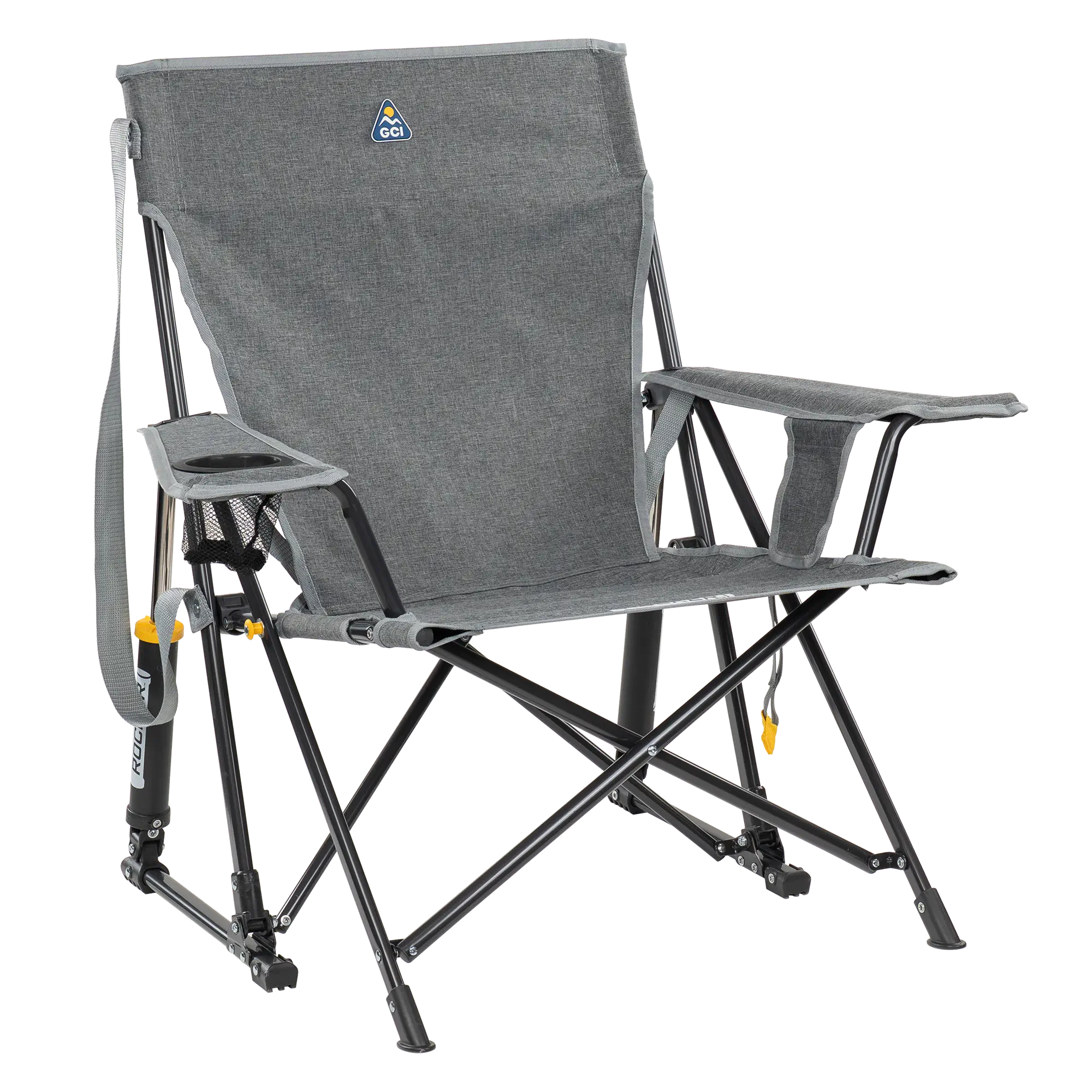 Premium All-Weather Kickback Rocker - Choice 345 - RoadTrip Rocker Smooth Motion Camp Chair - Heathered Pewter