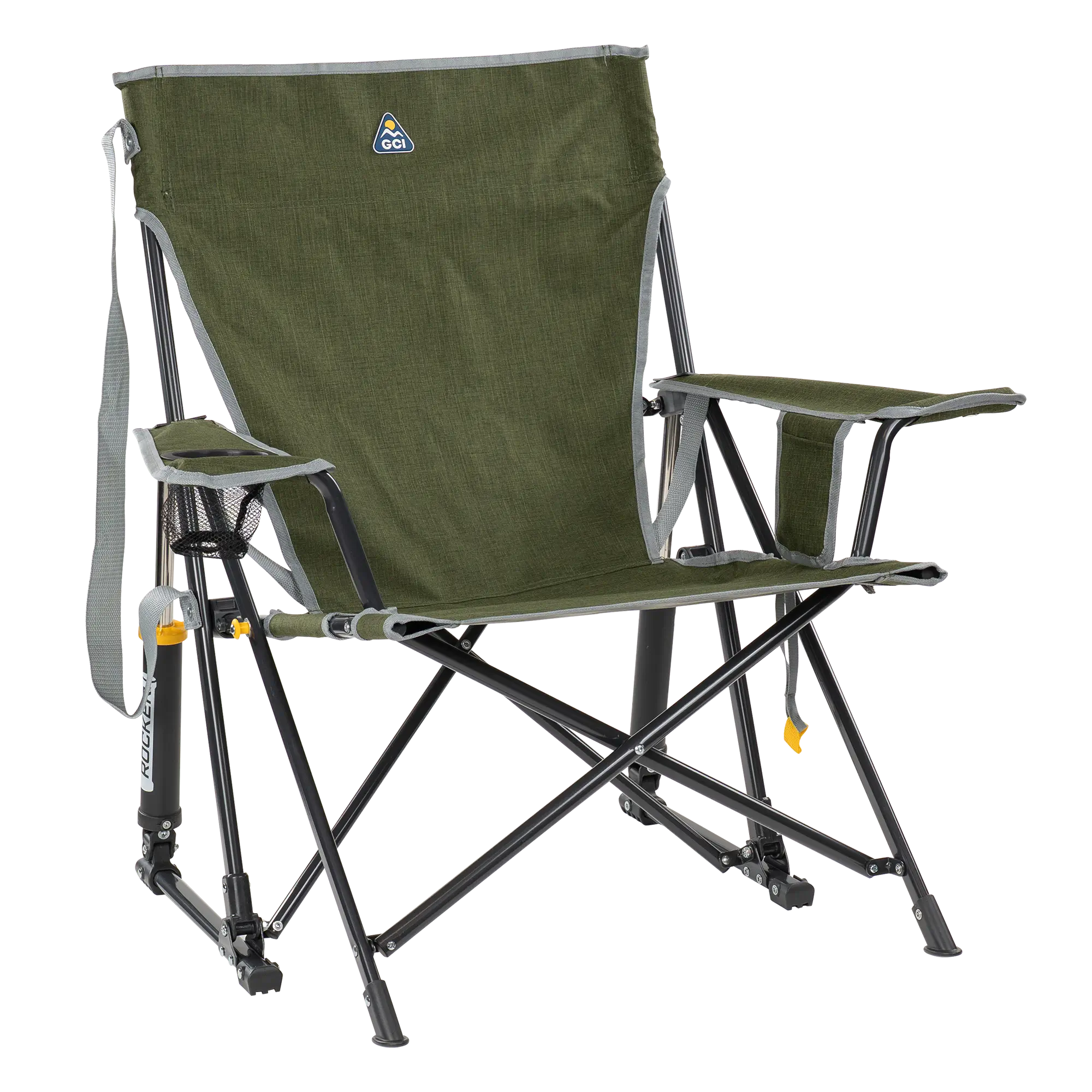 Premium All-Weather Kickback Rocker - Choice 345 - RoadTrip Rocker Smooth Motion Camp Chair - Heathered Loden
