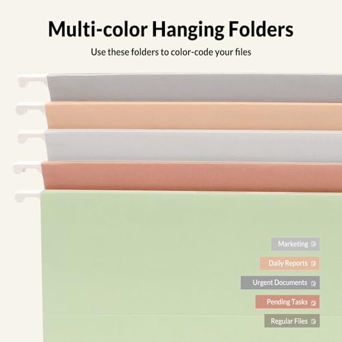 exclusive SUNEE 25 Count Hanging File Folders, Pastel Set