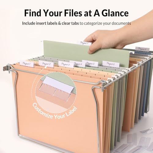 exclusive SUNEE 25 Count Hanging File Folders, Pastel Set