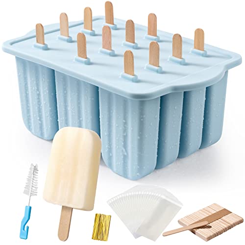 Modern Popsicles Molds, MEETRUE 12 Pieces Silicone Popsicle Molds for Daily Use