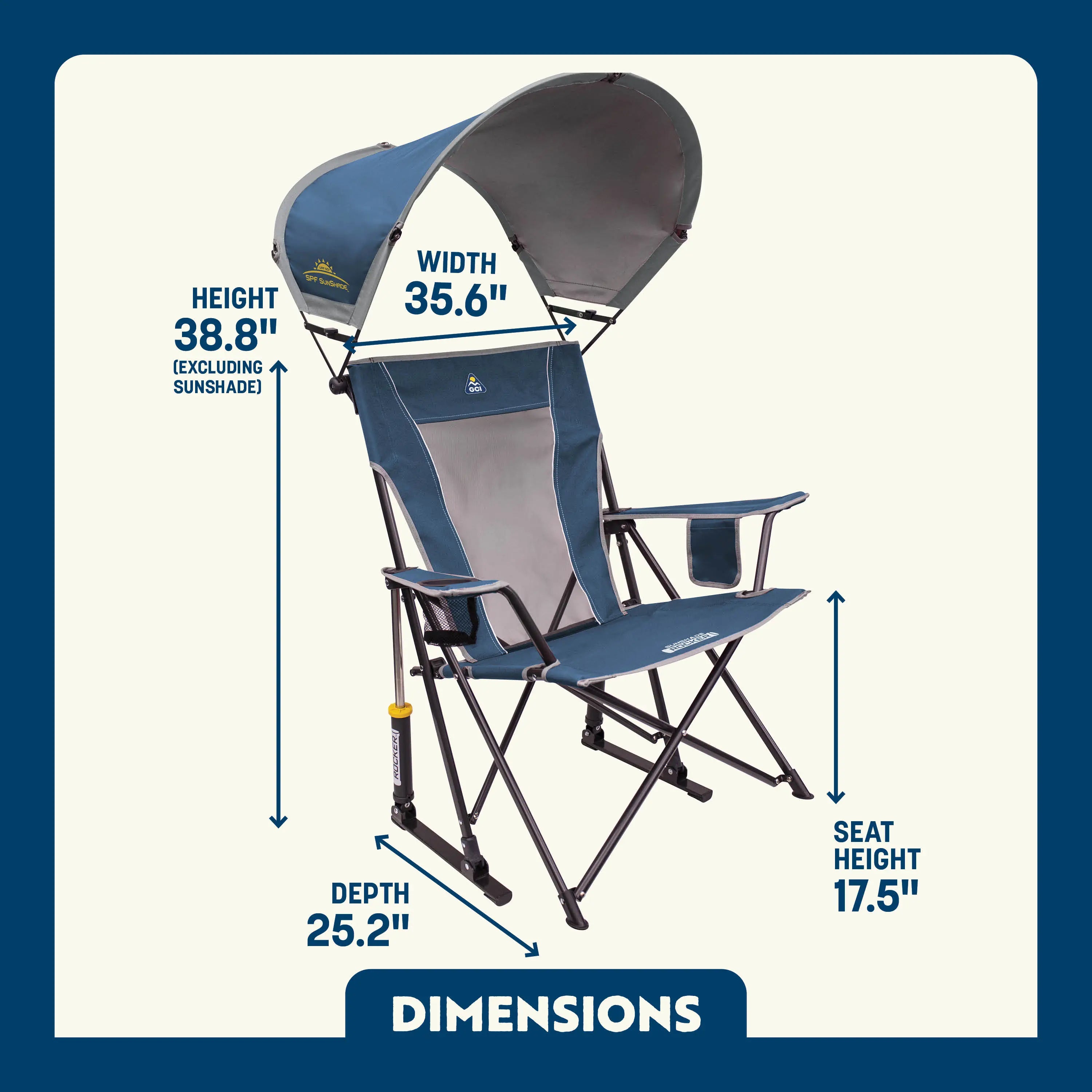 Smooth Motion SunShade Rocker - Choice 550 - Heavy-Duty Kickback Rocker with Beverage Holder Detail