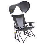 Smooth Motion SunShade Rocker - Choice 550 - Heavy-Duty Kickback Rocker with Beverage Holder - Pewter