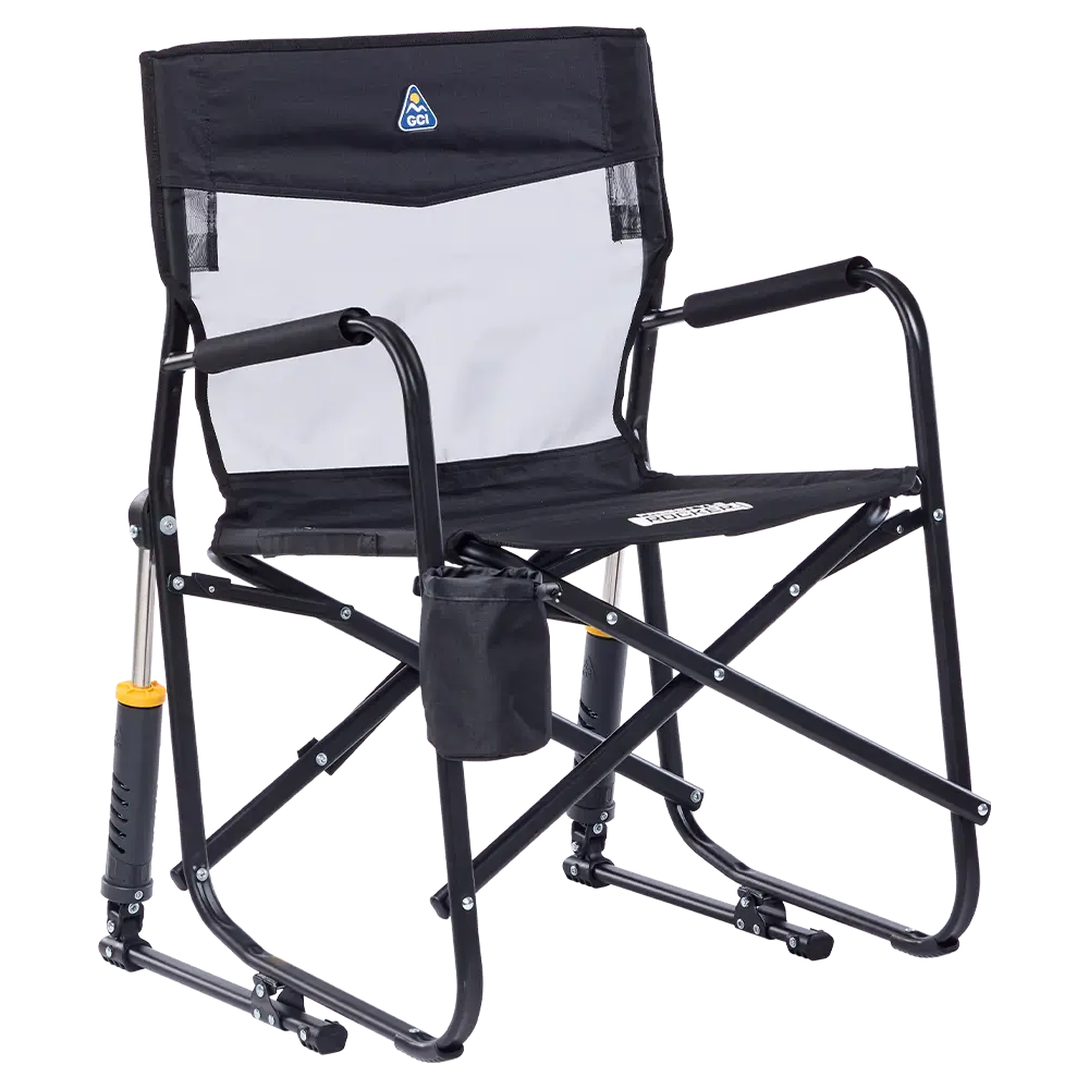 Luxury Camp Freestyle Rocker Elite - Choice 460 - Patented Spring-Action Rocking Chair for Camping - Black