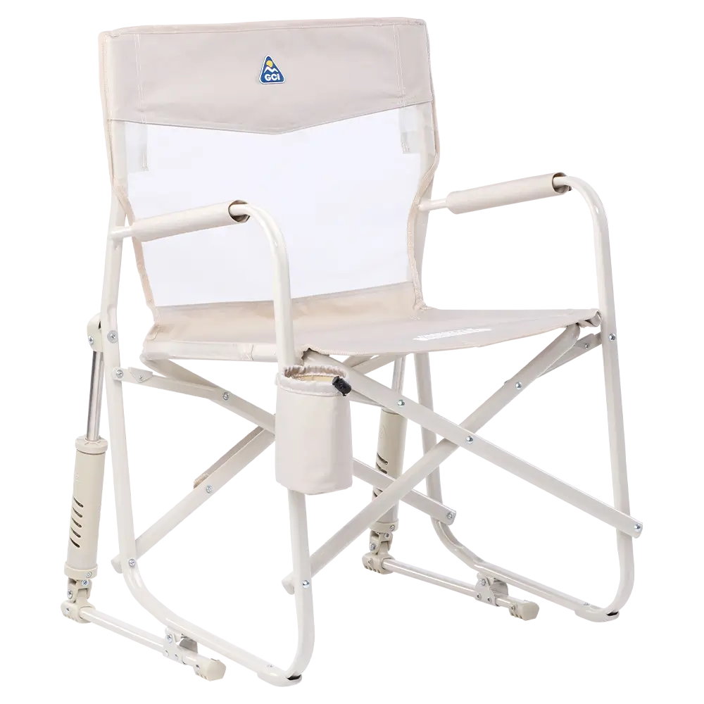 Luxury Camp Freestyle Rocker Elite - Choice 460 - Patented Spring-Action Rocking Chair for Camping - Soft Neutral