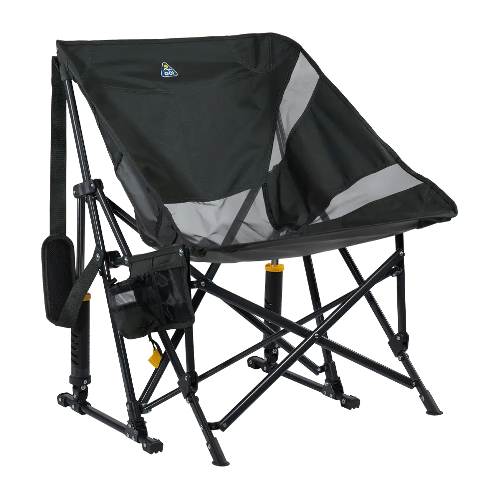Luxury Camp Pod Rocker Elite - Choice 832 - Freestyle Rocker Portable Outdoor Folding Chair - Dark Charcoal