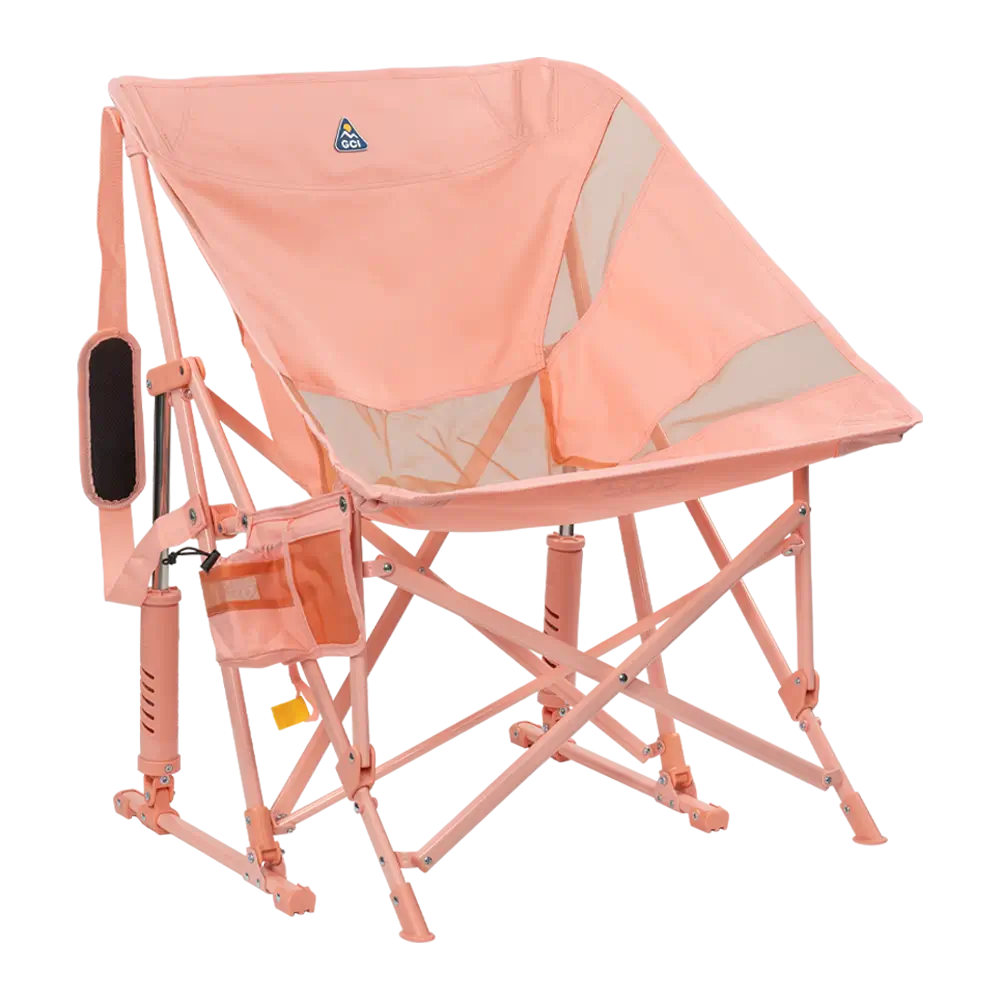 Luxury Camp Pod Rocker Elite - Choice 832 - Freestyle Rocker Portable Outdoor Folding Chair - Soft Pink