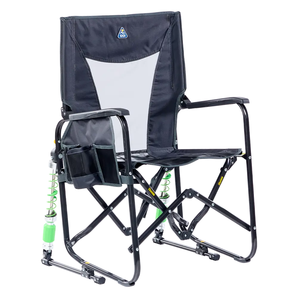 Premium All-Weather Adjustable Rocker - Choice 573 - Heavy-Duty Kickback Rocker with Beverage Holder - Dark Charcoal