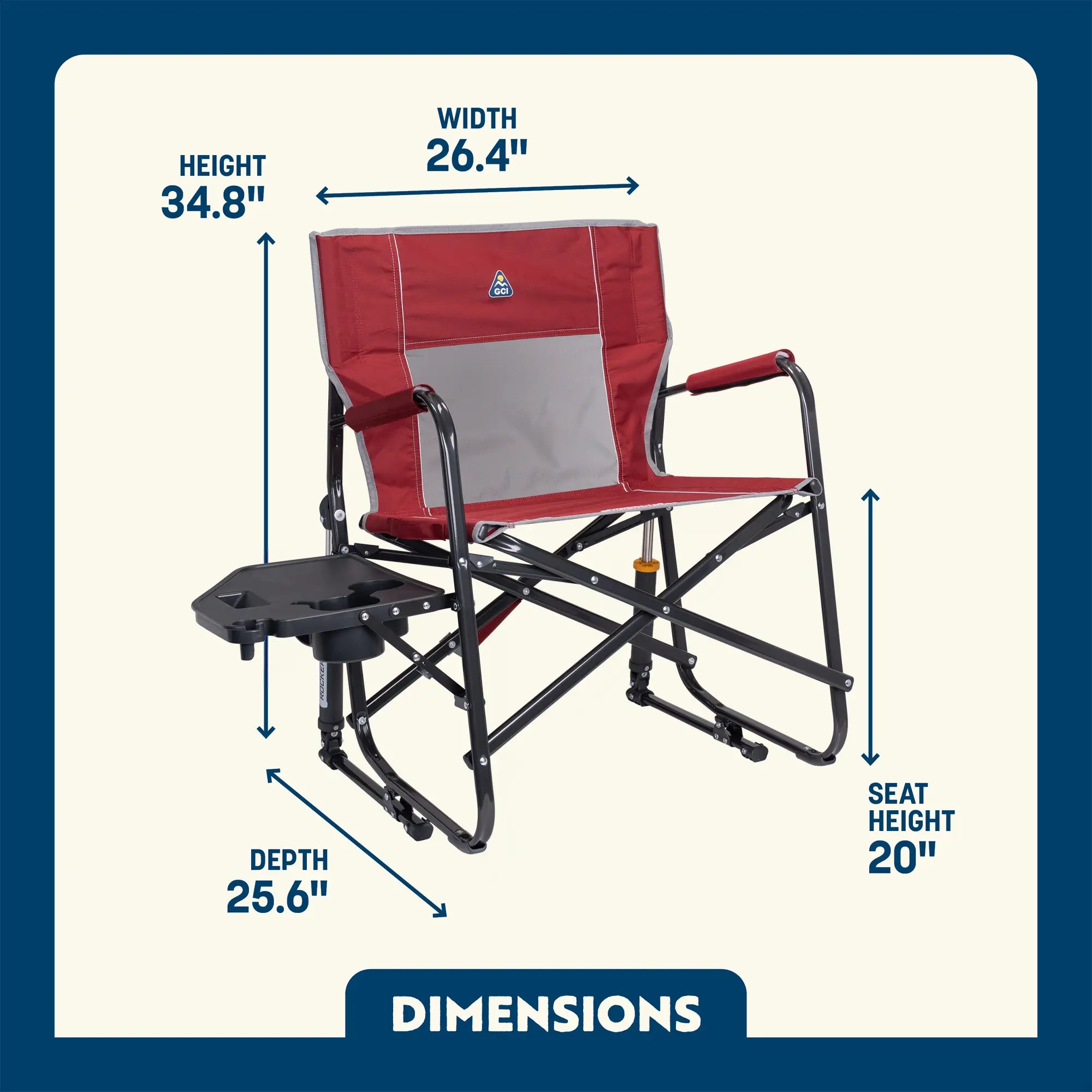 Patented Spring-Action Freestyle Rocker XL with Side Table - Choice 836 - Patented Spring-Action Rocking Chair for Camping Detail