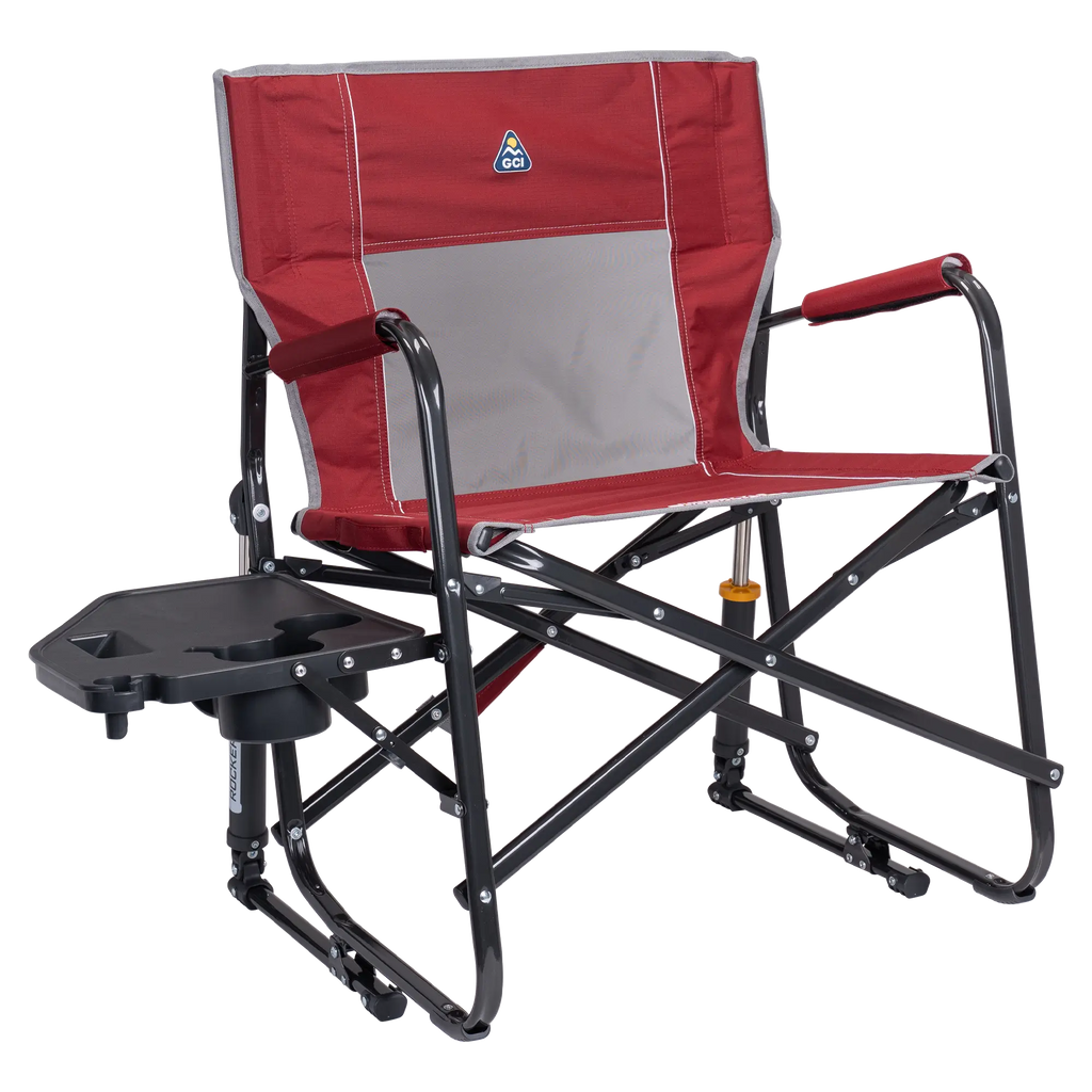 Patented Spring-Action Freestyle Rocker XL with Side Table - Choice 836 - Patented Spring-Action Rocking Chair for Camping - Cinnamon